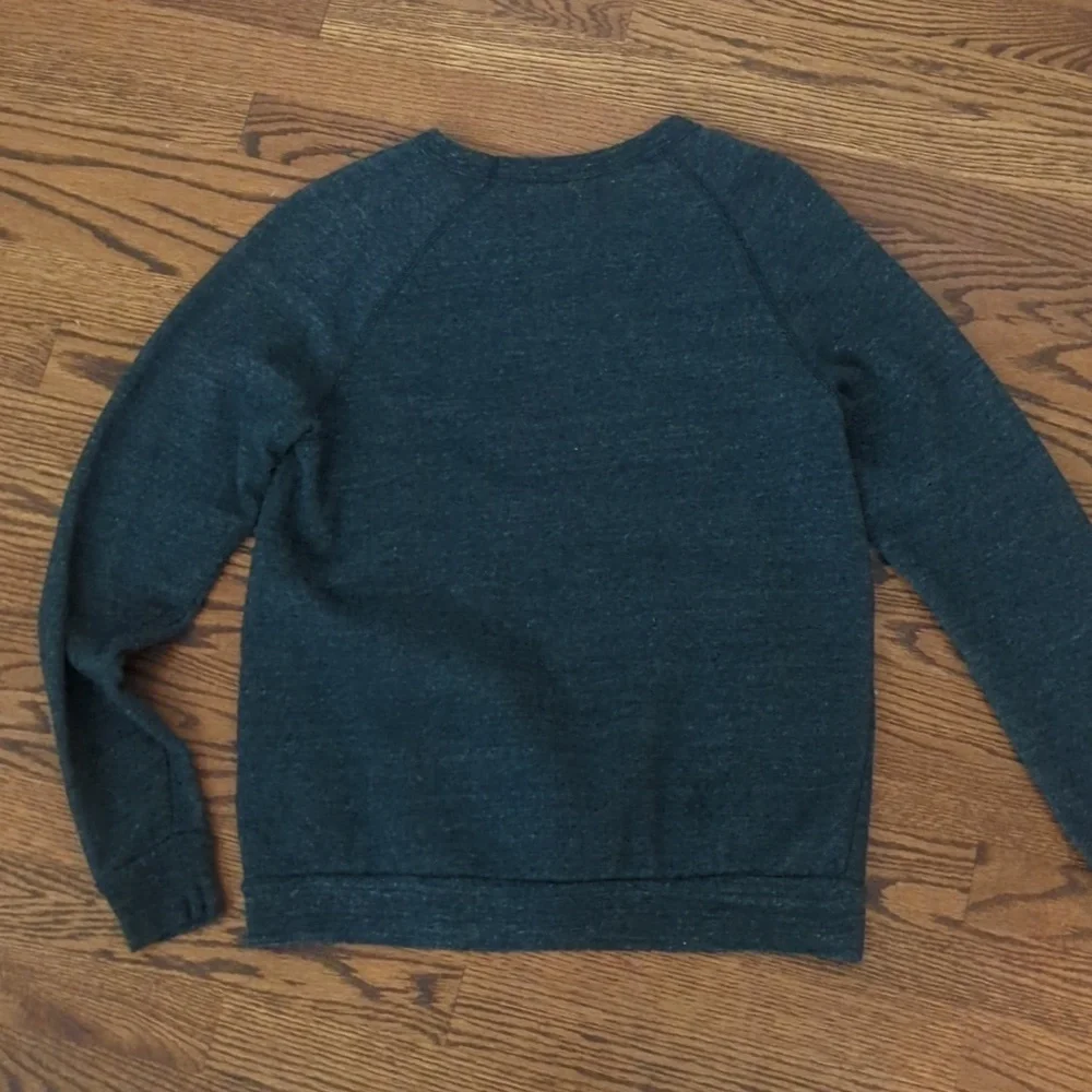 Bow & Drape Gray Crewneck Fleece Top Sequins Say You'll Be Wine whimsical Sz L